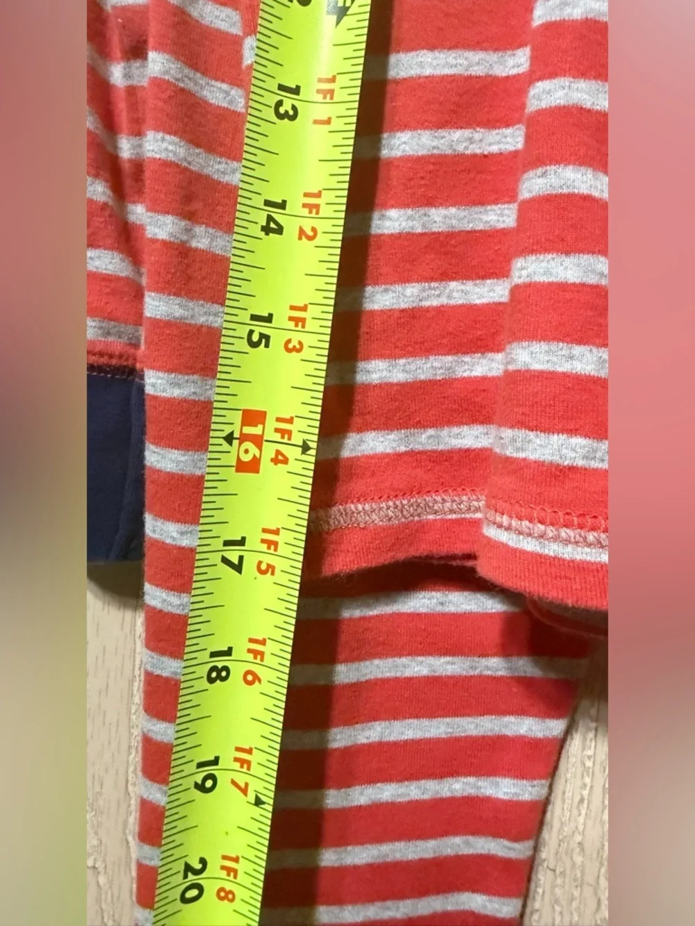 Mini Boden Red & Gray Striped Pajama Set with Navy Cuffs
